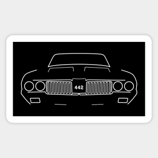 Oldsmobile Cutlass 442 classic car outline graphic (white) Sticker